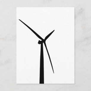 Simple wind turbine green energy silhouette postcard