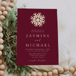 Simple Wine and Gold Snowflake Wedding<br><div class="desc">Make your big day sparkle with our Simple Snowflake Wine and Gold Foil Wedding Invitation. This stunning design showcases a bold gold foil snowflake atop a wine-coloured background. Couples can personalise with their names and wedding details in elegant white serif lettering with calligraphy accents. Perfect for modern winter, holiday, and...</div>
