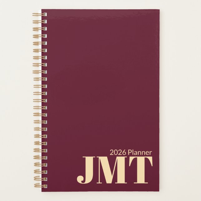 Simple Wine and Peach Monogram 2026 Planner (Front)