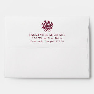 Simple Wine Snowflake Wedding Return Address Envelope
