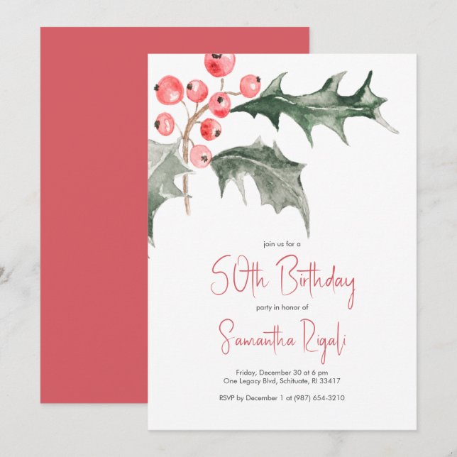 Simple Winter 50th Birthday Invitations (Front/Back)