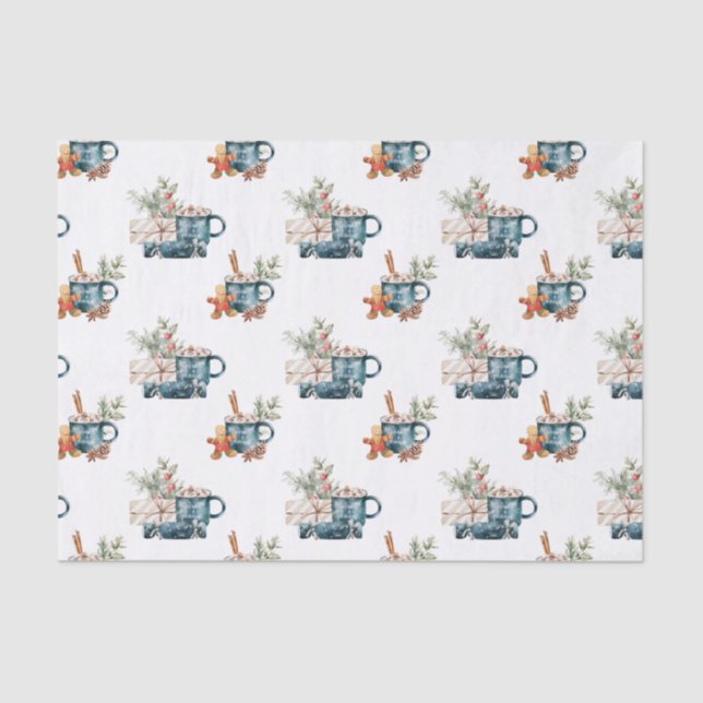 Simple Winter Blue Aesthetic Watercolor Christmas Tissue Paper (Front)