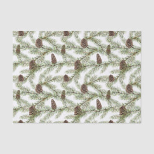 Simple Winter Fir Cone Watercolor Christmas Tissue Paper