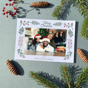 Simple Winter Foliage Single Photo Horizontal Holiday Card