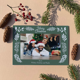 Simple Winter Foliage Single Photo Horizontal Holiday Card