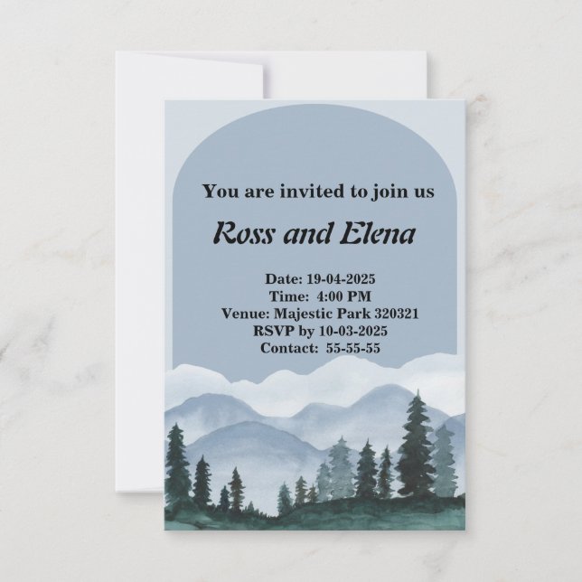 Simple winter forest theme invitation (Front)