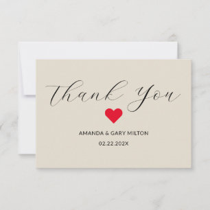 Simple  Winter Heart Wedding Thank You Card