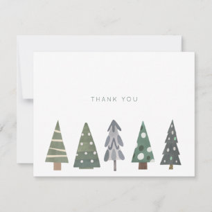 Simple Winter Nordic Christmas Trees Thank You Card