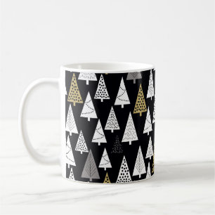 Simple winter pattern. Black background. Gold, sil Coffee Mug