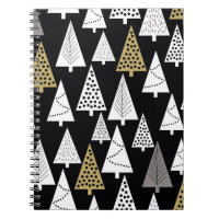 Simple winter pattern. Black background. Gold, sil