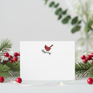 Simple Winter Red Cardinal Bird Card
