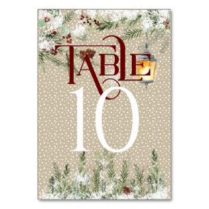 Simple Winter Wedding Reception Table #10 Number