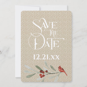 Simple Winter Wedding - Save the Date - Cardinal