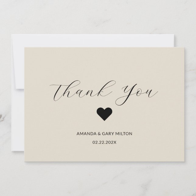 Simple  Winter White Wedding Thank You Invitation (Front)