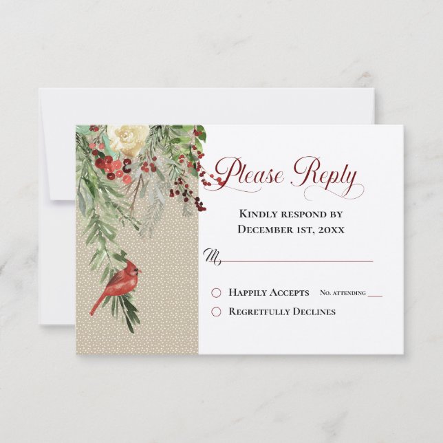 Simple Winter with Cardinal and Floral Wedding (Front)