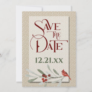 Simple Winter with Cardinal Wedding Save The Date