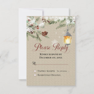 Simple Winter with Lantern Wedding Reply