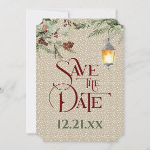 Simple Winter with Lantern Wedding Save The Date