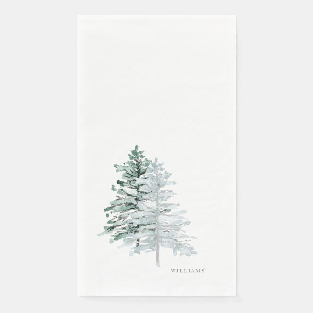 Simple Winter Woodlands Custom Name Napkin (Front)