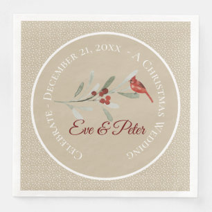 Simple Winters  Red Cardinal  Wedding Napkin