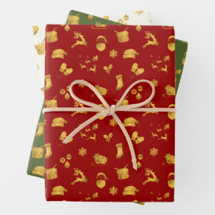 Simple Wishes • Christmas Elements Wrapping Paper Sheet