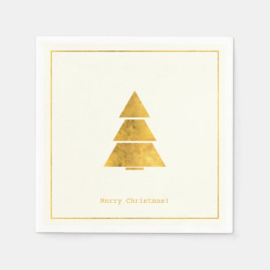 Simple Wishes • Minimalist Gold Christmas Tree Napkin