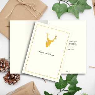 Simple Wishes • Minimalist Gold Deer Christmas Holiday Card