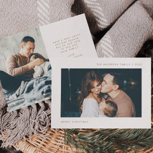 Simple Wishes   Minimalist Two Photo Holiday Card