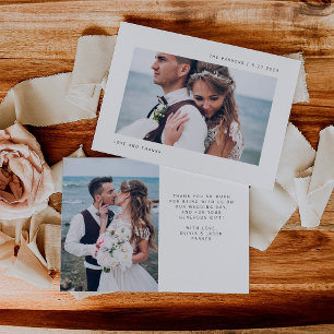 Simple Wishes   Two Photo Wedding Thank You Card