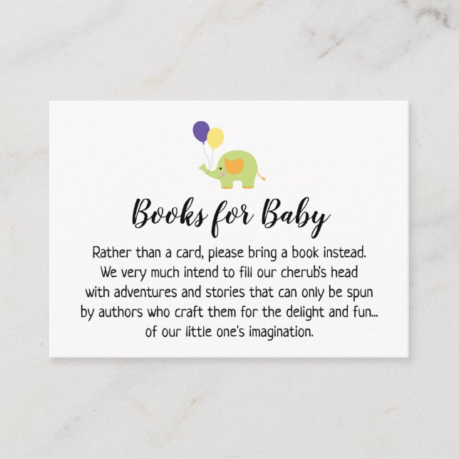 Simple with Elephant Book Request Insert Cards (Front)