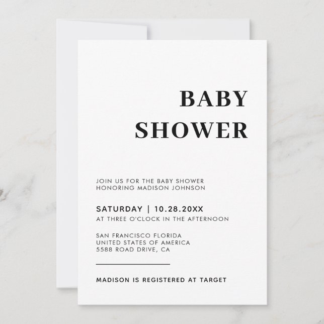 Simple with Photo Gender Neutral Baby Shower Invitation (Front)