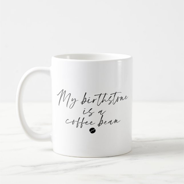 Simple Witty Birthstone Coffee Bean Cute Classic Coffee Mug (Left)