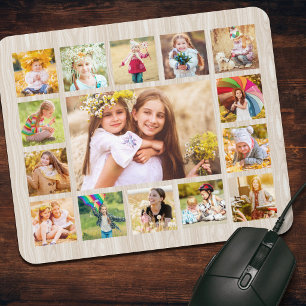 Simple Wood Rustic 15 Photo Collage Mouse Mat