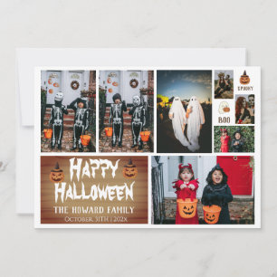 Simple Wood Spooky Photo Happy Halloween Holiday Card