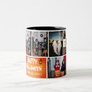 Simple Wood Spooky Photo Happy Halloween Two-Tone Coffee Mug