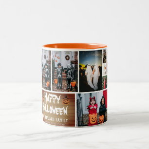 Simple Wood Spooky Photo Happy Halloween Two-Tone Coffee Mug
