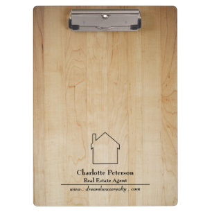Simple Wooden Background Real Estate Agent  Clipboard