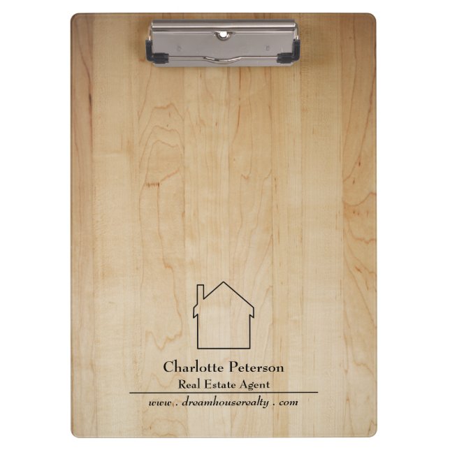 Simple Wooden Background Real Estate Agent  Clipboard (Front)
