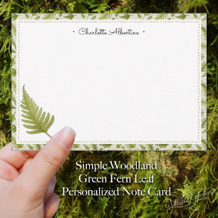 Simple Woodland Green Fern Leaf Personalised  Card