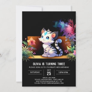 Simple Woodland Tiger Birthday Invitation