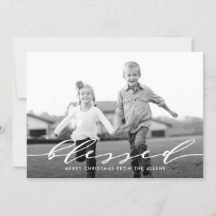 Simple Word Holiday Photo Card BLESSED