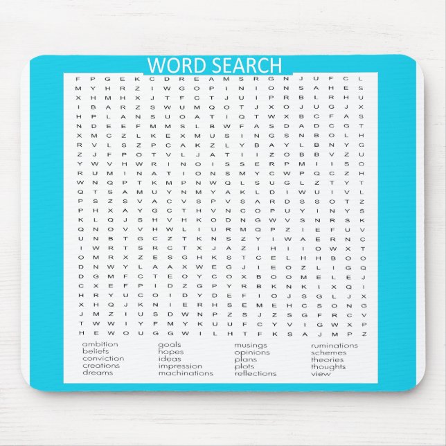 Simple Word Search on Aqua Color Border Mouse Mat (Front)