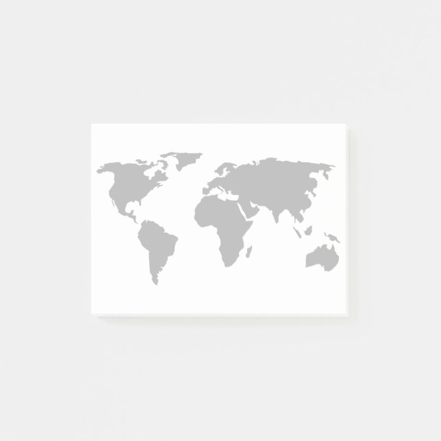 Simple World Map Design Post-it Notes (Front)