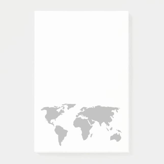 Simple World Map Design Post-it Notes (Front)