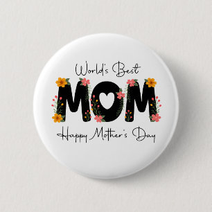 Simple World's Best Mum Mother's Day Calligraphy   6 Cm Round Badge