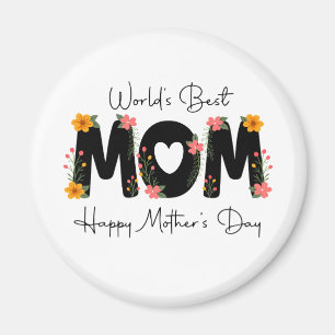 Simple World's Best Mum Mother's Day Calligraphy Magnet