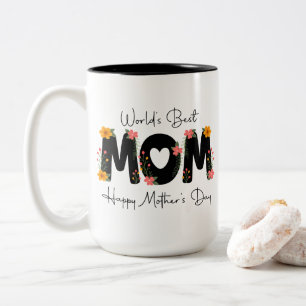 Simple World's Best Mum Mother's Day Calligraphy Two-Tone Coffee Mug