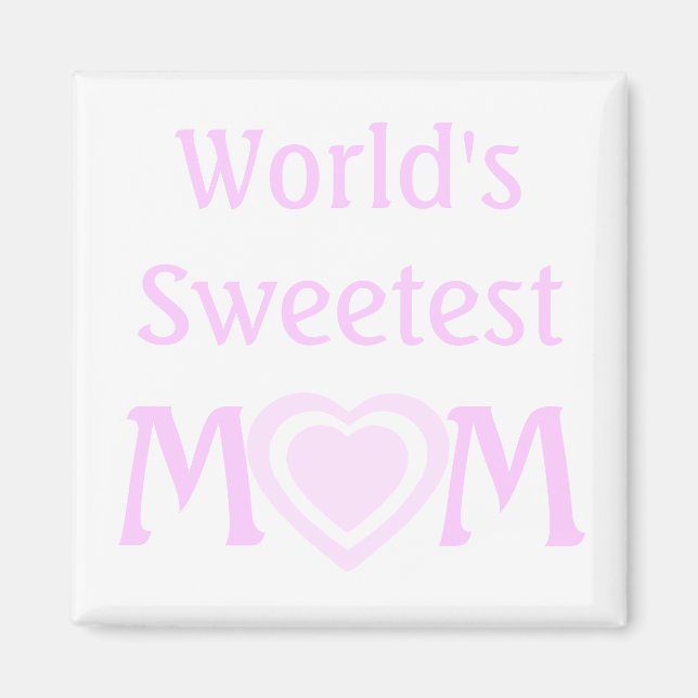 Simple World's Sweetest MOM with Pink Love Hearts Magnet (Front)