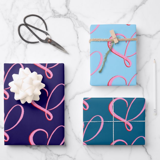 Simple Wrapping Paper Flat Sheet Set of 3 (Front)