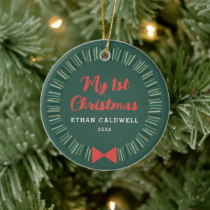 Simple Wreath First Christmas Ornament - Green
